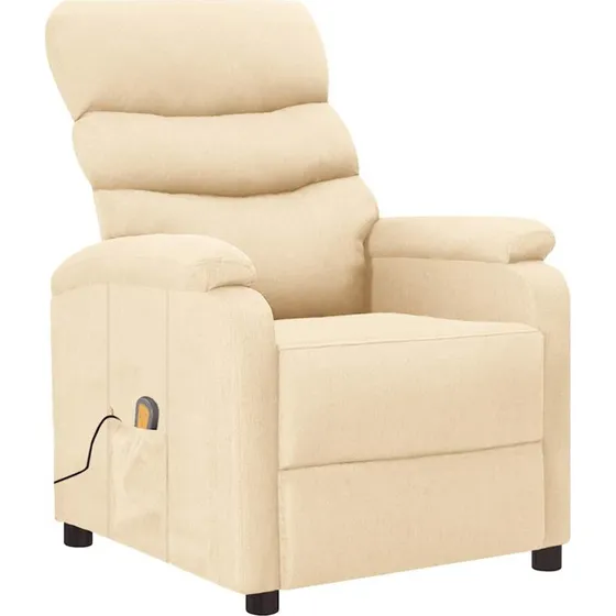 vidaXL massagestol i stof, creme – 6 massagepunkter