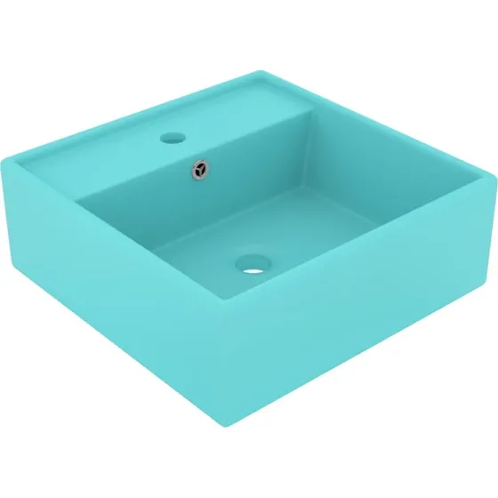 vidaXL luksus håndvask 41x41 cm keramik firkantet mat lysegrøn