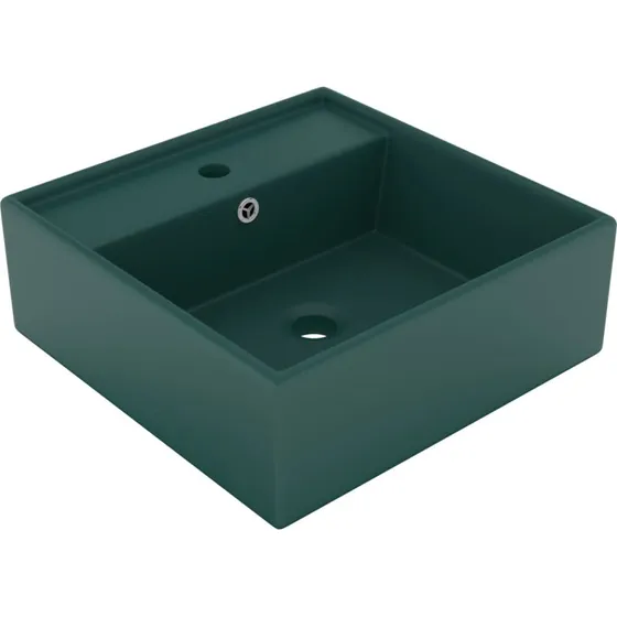 vidaXL luksus håndvask 41x41cm keramik firkantet mat mørkegrøn