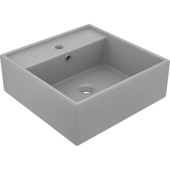 vidaXL luksus håndvask 41x41 cm keramik firkantet mat lysegrå