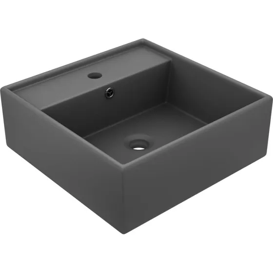 vidaXL luksus håndvask i keramik 41x41 cm firkantet mat mørkegrå