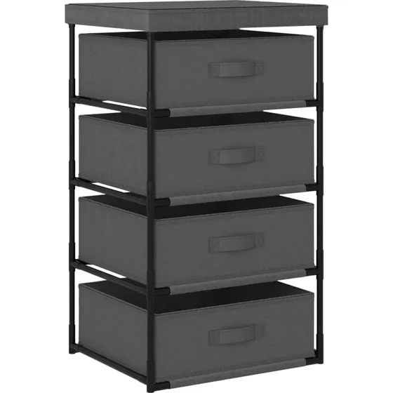 vidaXL opbevaringsmbel med 4 stofkurve, stl gr (45x38x80 cm)