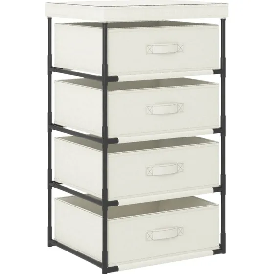 vidaXL opbevaringsmbel 4 stofkurve creme 45x38x80 cm