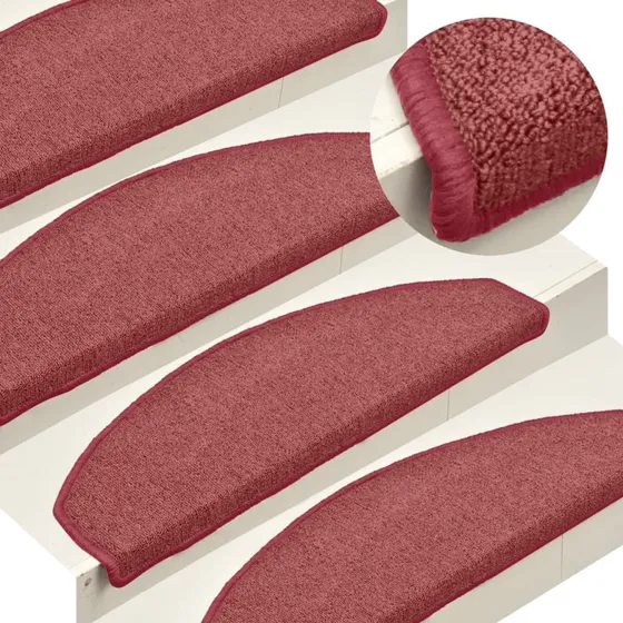 vidaXL trappemtter 15 stk 65x24x4 cm bordeaux halvrunde