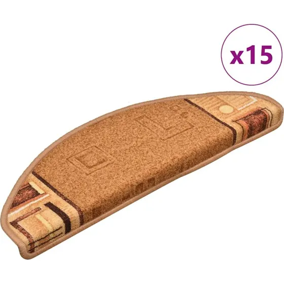 vidaXL selvklbende trappemtter 15 stk 65x21x4 cm beige