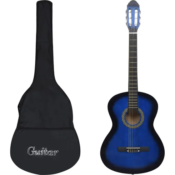 vidaXL klassisk guitar 4/4 (39") bl med taske