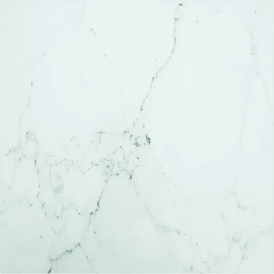 vidaXL bordplade 80x80 cm 6 mm hærdet glas marmordesign hvid