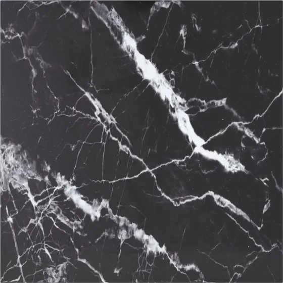 vidaXL bordplade 80x80 cm 6 mm hærdet glas med marmordesign, sort