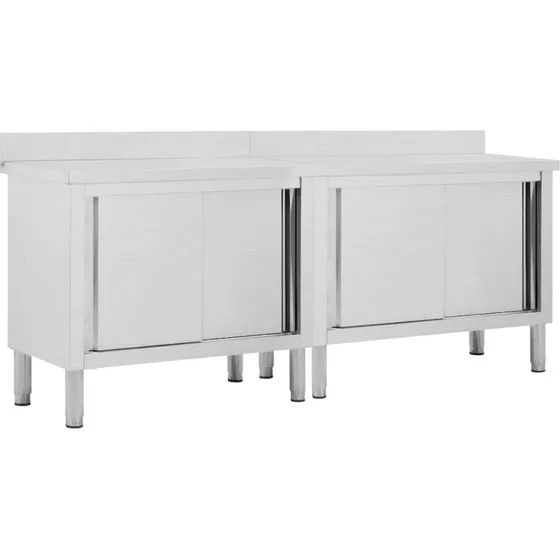 vidaXL arbejdsborde med skydedre 2 stk. 200x50x95-97 cm, rustfrit stl