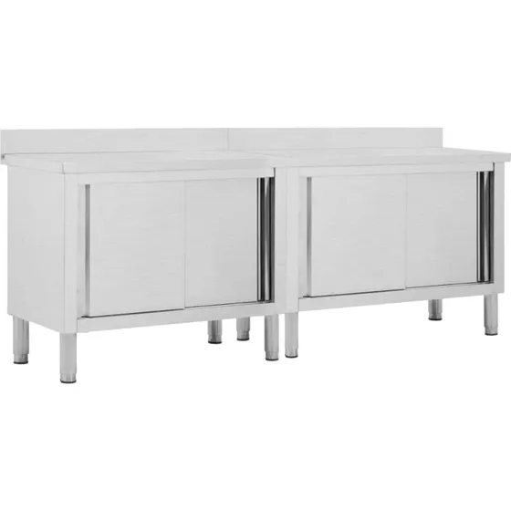 vidaXL Arbejdsborde med skydedøre 2 stk 240x50x95-97 cm rustfrit stål