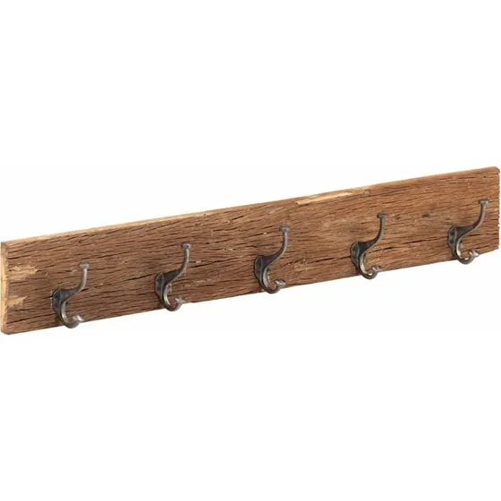 Knagerække 5 knager 100x2,5x15 cm – massivt genbrugstræ