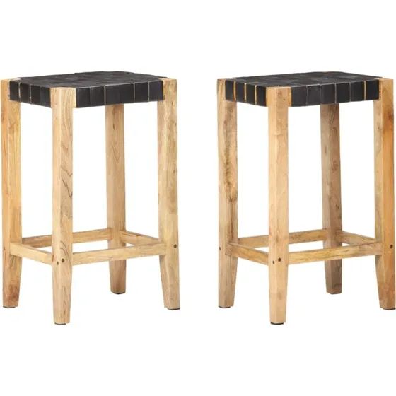 vidaXL barstole 2 stk. 75 cm gte skind sort