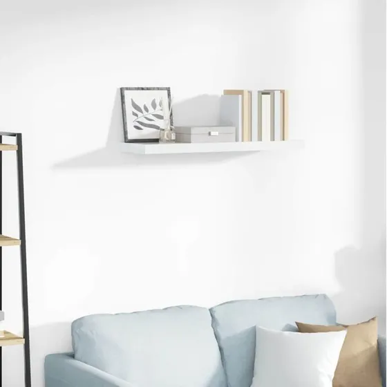 vidaXL væghylde MDF 80x23,5x3,8 cm hvid højglans