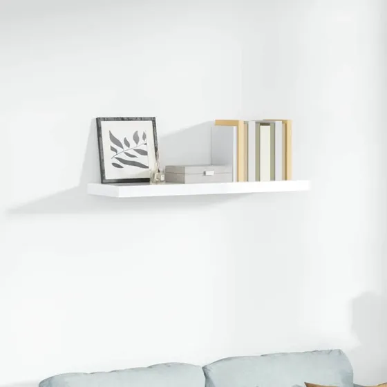 vidaXL væghylde MDF 90x23,5x3,8 cm hvid højglans