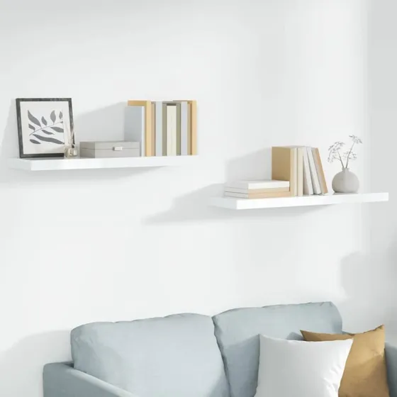 vidaXL Væghylder 2 stk. 90x23,5x3,8 cm MDF Hvid Højglans