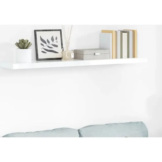 vidaXL væghylde 120x23,5x3,8 cm MDF hvid højglans