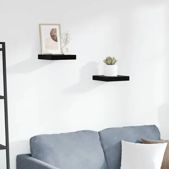 vidaXL væghylder 2 stk. 23x23,5x3,8 cm MDF – sort højglans