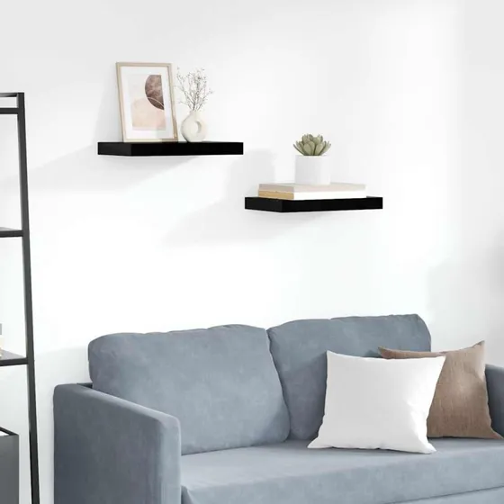 vidaXL væghylder 2 stk. 40x23x3,8 cm MDF sort højglans