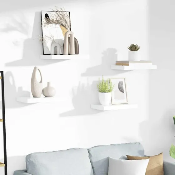 vidaXL væghylder 4 stk. 40x23x3,8 cm MDF hvid højglans