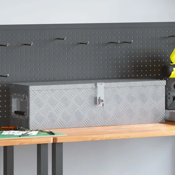 vidaXL aluminiumskasse 80,5 x 22 x 22 cm, slv