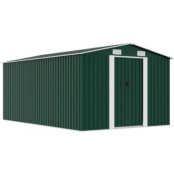 vidaXL haveskur i galvaniseret stål 257x392x181 cm - grøn