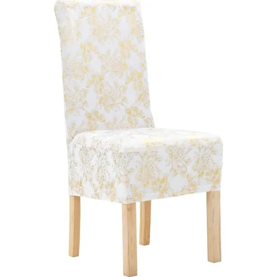 vidaXL stolebetræk 6 stk. strækbar hvid med gyldent print