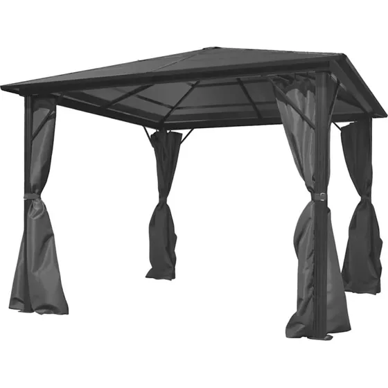 vidaXL pavillon med gardin aluminium 300 x 300 cm antracitgrå