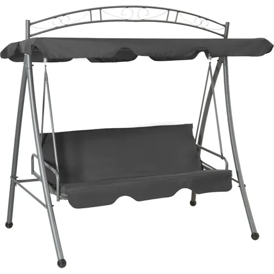 vidaXL konvertibel gyngesofa med baldakin 198x120x205 cm stål antracit