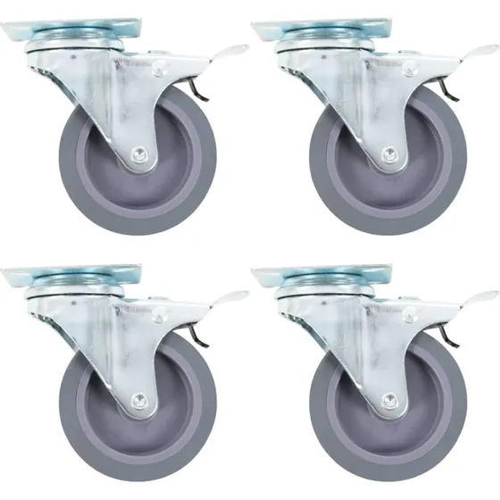 vidaXL drejehjul med dobbelte bremser, 4 stk. 75 mm