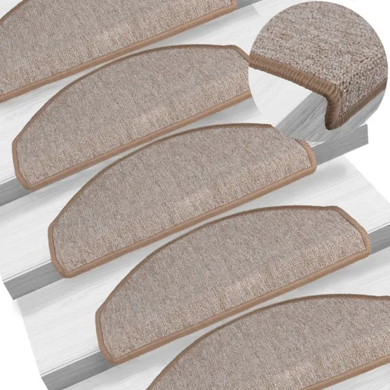 vidaXL trappemtter 15 stk. 65x24x4 cm lysebrun (halvrunde)