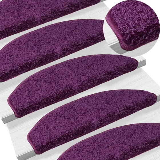 vidaXL trappemåtter 15 stk. 65x21x4 cm violet halvrund