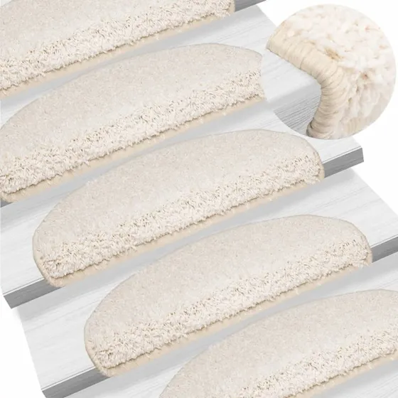 vidaXL trappemåtter 15 stk 65x21x4 cm hvide halvrunde