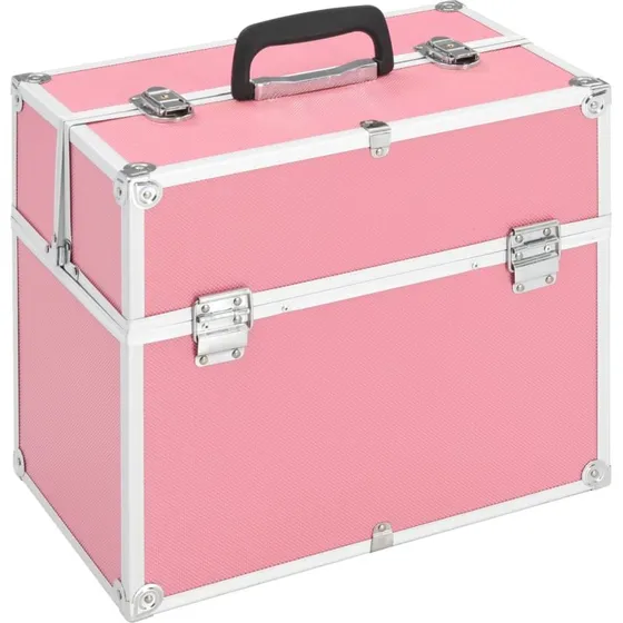 vidaXL makeupkuffert 38x23x34 cm pink aluminium