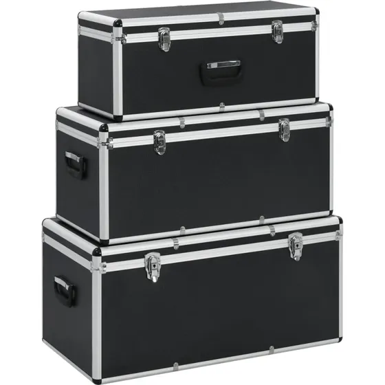 vidaXL opbevaringskufferter 3 stk. aluminium, sort