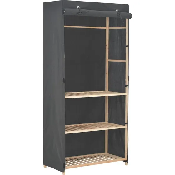 vidaXL klædeskab 3 niveauer 79x40x170 cm, grå stof