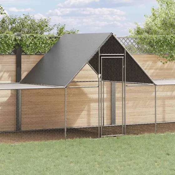 vidaXL hønsegård 10×2×2 m galvaniseret stål, sølvmat