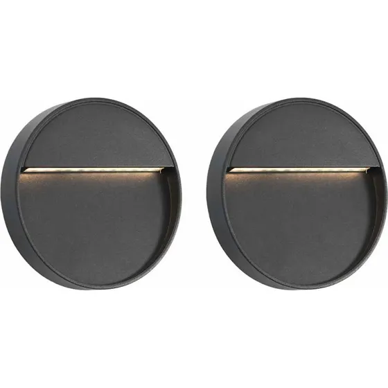 vidaXL udendrs LED-vglamper 2 stk 3 W rund sort