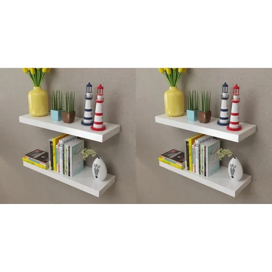 vidaXL væghylder 4 stk. 60 cm, hvid (MDF)