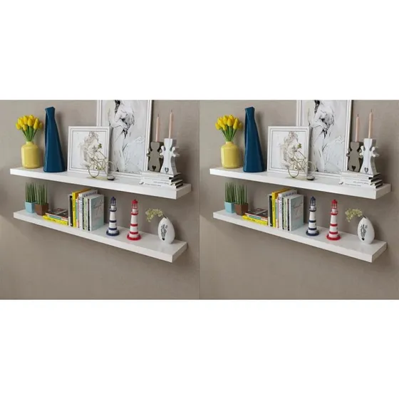 vidaXL væghylder 4 stk 120 cm, hvid (MDF)