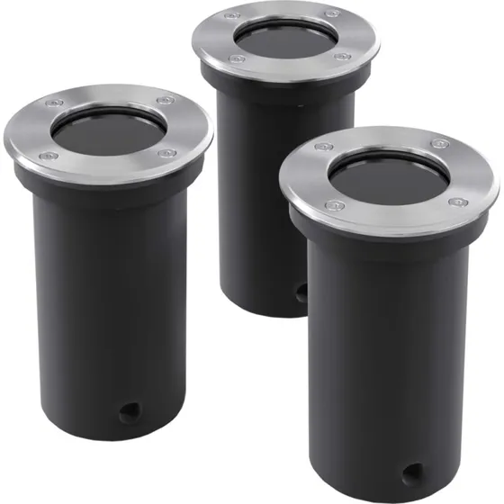 vidaXL udendørs jordlys 3 stk rund - rustfrit stål/aluminium