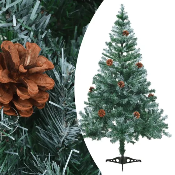 vidaXL kunstigt juletræ med frost og grankogler 150 cm