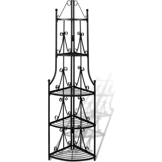 Hjrne Plantestativ 5-etagers Sort 160 cm (Rosenmnster)