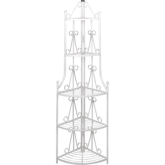 Hjørne plantestativ Hvid, 5-etager 160 cm