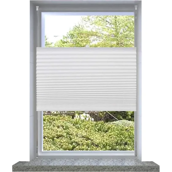 Plisségardiner Creme 70 x 150 cm (justerbar top/bund)