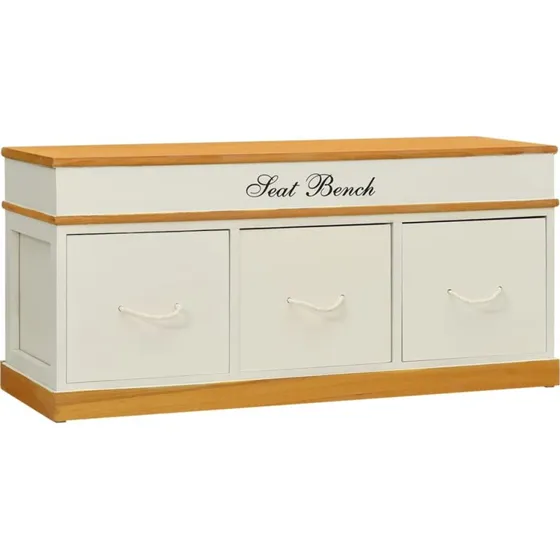 vidaXL opbevaringsbænk i massivt kejsertræ med 3 skuffer