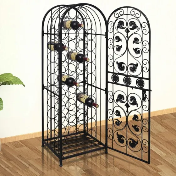 vidaXL vinreol til 45 flasker i metal, sort (45×35.7×133.5 cm)