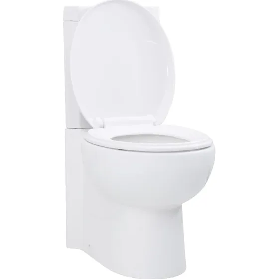 vidaXL keramisk hjørnetoilet hvid 3/6 L med soft-close
