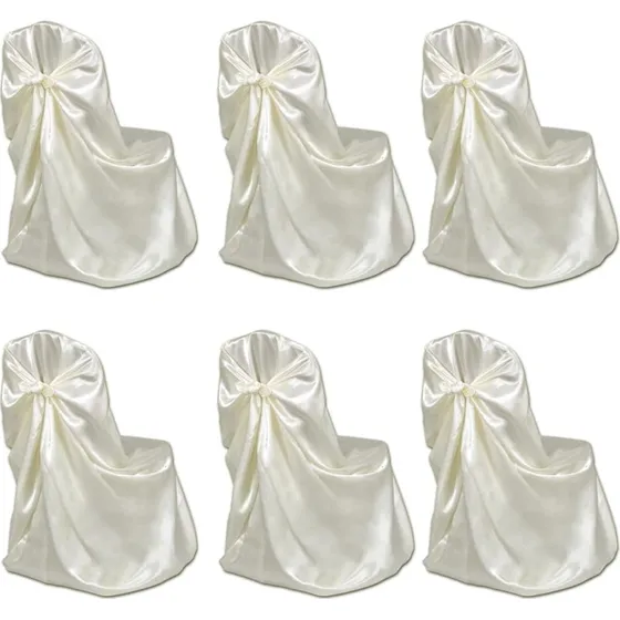 Creme satin stolebetrk til bryllup  6 stk (110140 cm)
