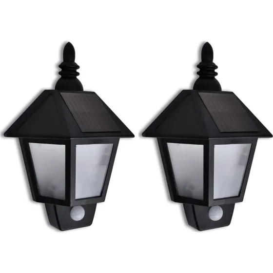 vidaXL soldrevet vglampe med bevgelsessensor, 2 stk.