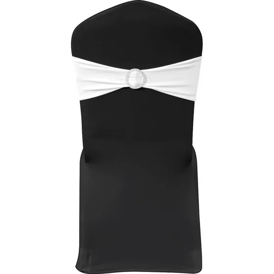 Universal 25 stk. hvide elastiske stolebånd med diamantspænde